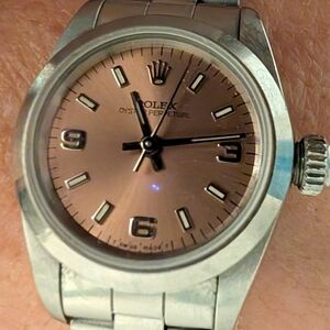 Rolex Oyster Perpetual with Rose Dial and Silver Bracelet